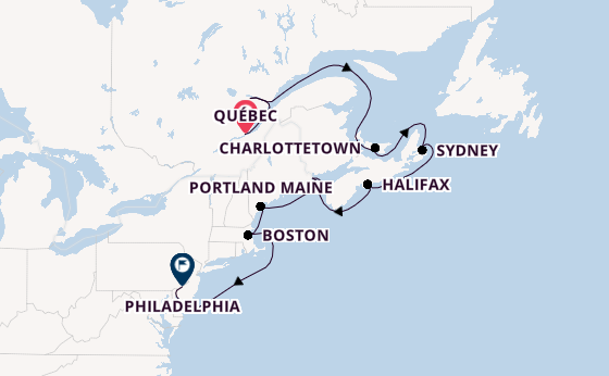 Amerikaanse Oostkust vanaf Québec, Canada met de Norwegian Pearl