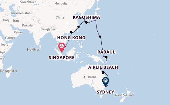 East Asia from Singapore, Singapore with the Queen Elizabeth