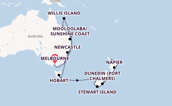 Australia and New Zealand from Melbourne, Australia with the Silver Moon