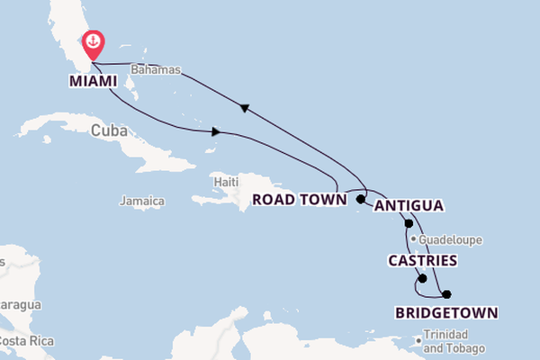 Caribbean from Miami, Florida, USA with the Queen Elizabeth