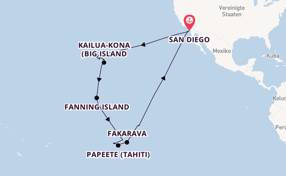 Polynesien ab San Diego, USA auf der Zaandam