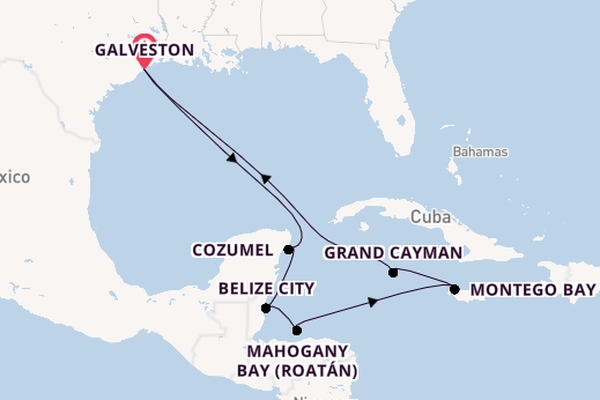 Western Caribbean from Galveston, Texas, USA with the Carnival Sunshine