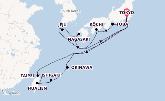 Japan from Tokyo, Japan with the Diamond Princess