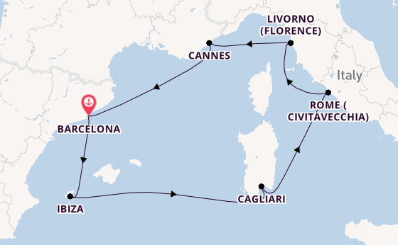 Western Mediterranean from Barcelona with the MSC Fantasia