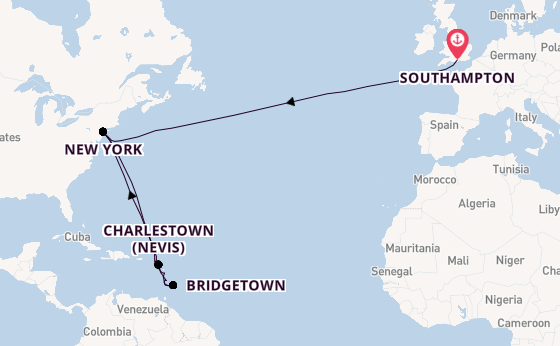 Transatlantic from Southampton, England with the Queen Mary 2