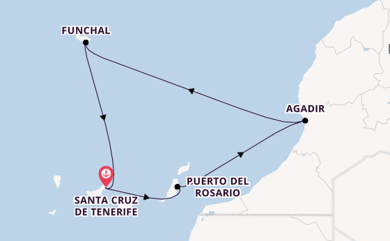 Canary Islands from Santa Cruz de Tenerife, Spain with the Azura