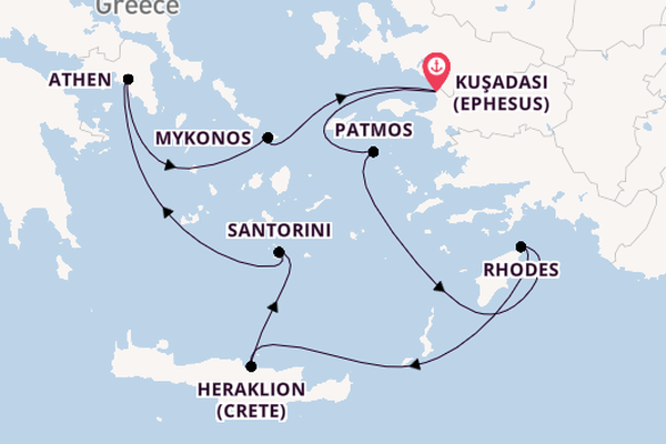Eastern Mediterranean from Kuşadası (Ephesus), Turkey with the Celestyal Discovery