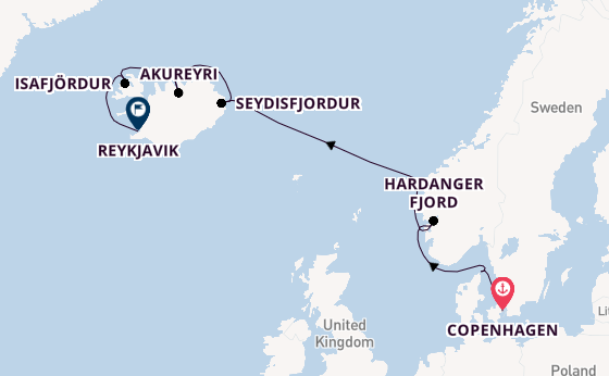Arctic Ocean from Copenhagen, Denmark with the Regal Princess