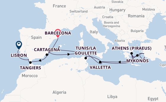 Mediterranean Sea from Barcelona, Spain with the Nieuw Statendam