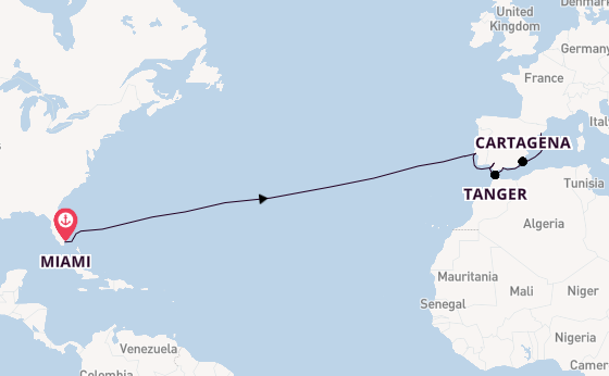 trans-Atlantisch vanaf Miami, Verenigde Staten met de Celebrity Xcel