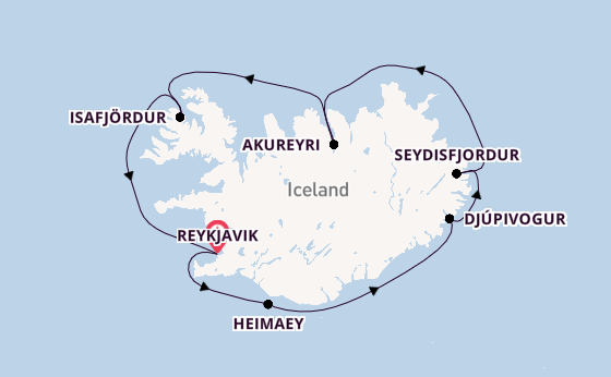 Arctic Ocean from Reykjavik, Iceland with the Viking Sea