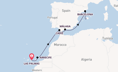 Westelijke Middellandse Zee vanaf Las Palmas, Gran Canaria, Spanje met AIDAcosma