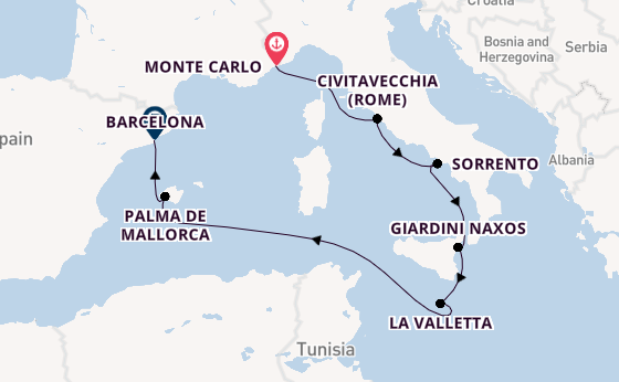 Westelijke Middellandse Zee vanaf Monte Carlo, Monaco met de EXPLORA I
