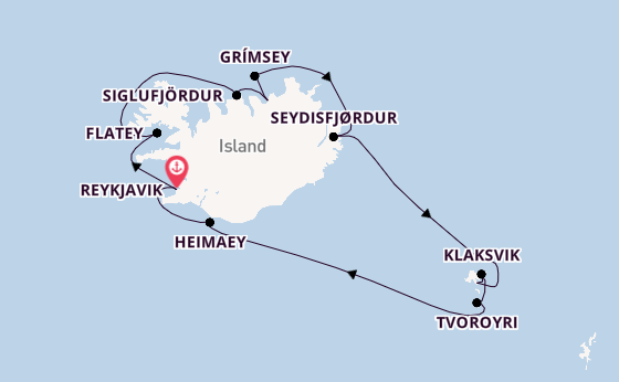 Arktis ab Reykjavik, Island auf der Seabourn Pursuit