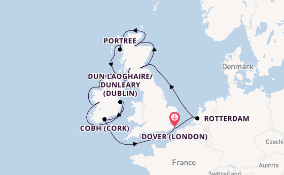 British Isles from Dover (London), England, United Kingdom with the Nieuw Statendam