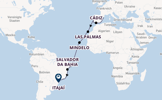 Transatlantik ab Barcelona, Spanien auf der Costa Diadema
