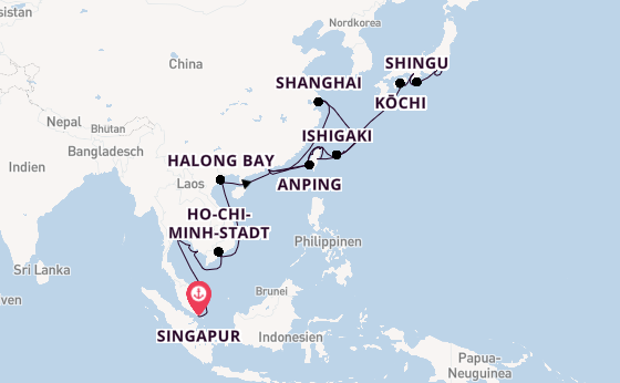 Ostasien ab Singapur, Singapur auf der Seabourn Encore