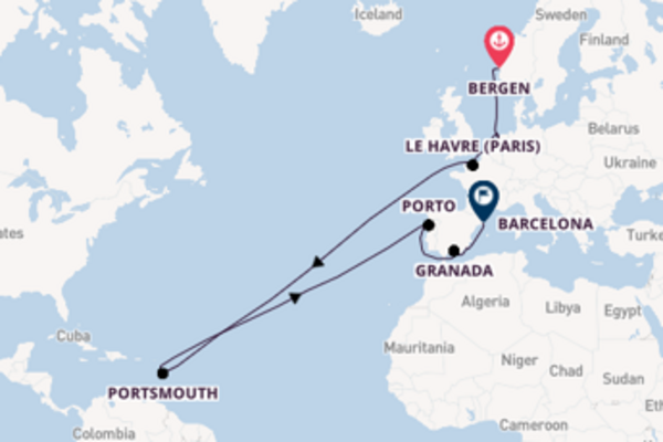 Trip with Viking Ocean Cruises from Bergen to Barcelona