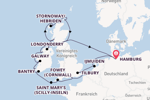 Britische Inseln ab Hamburg, Deutschland auf der VASCO DA GAMA