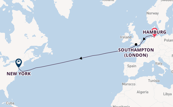 Transatlantic from Hamburg, Germany with the Queen Mary 2