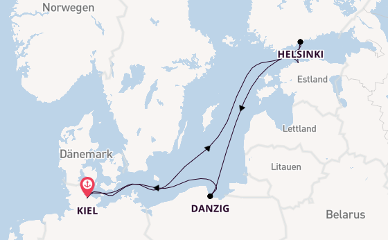 Ostsee ab Kiel, Deutschland auf der Mein Schiff Flow