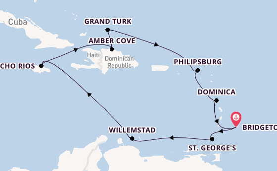 Caribbean from Bridgetown, Barbados with the Britannia 