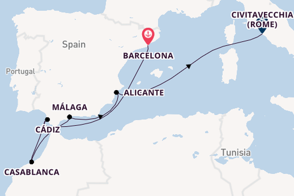 Westelijke Middellandse Zee vanaf Barcelona, Spanje met de MSC Magnifica