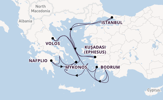 Eastern Mediterranean from Athens (Piraeus), Greece with the EXPLORA II