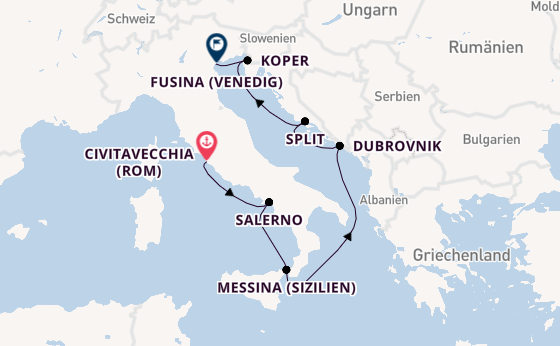 Mittelmeer ab Civitavecchia (Rom), Italien auf der Seven Seas Grandeur