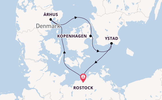 Oostzee vanaf Rostock, Warnemünde, Duitsland met AIDAmar