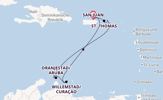 Karibik ab San Juan, Puerto Rico auf der Norwegian Prima