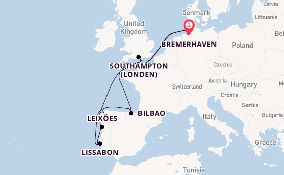 Portugal vanaf Bremerhaven, Duitsland met de Mein Schiff 3