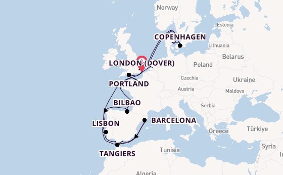 British Isles from London (Dover), England, United Kingdom with the Nieuw Statendam