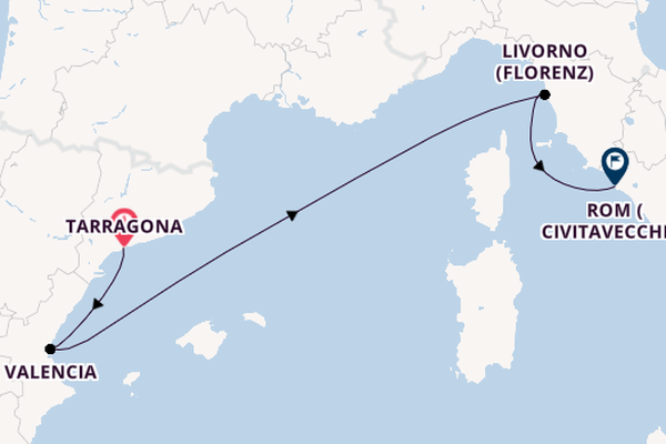 Westliches Mittelmeer ab Tarragona, Spanien auf der MSC Orchestra 
