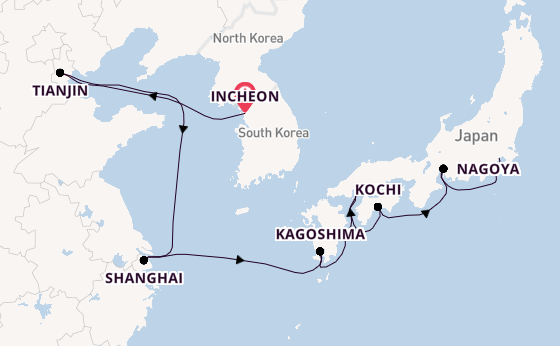 Oost-Azië vanaf Incheon, Zuid-Korea met de Seven Seas Explorer