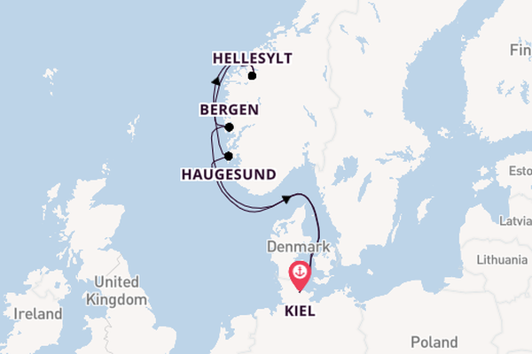 Noorwegen vanaf Kiel, Duitsland met de Mein Schiff Relax