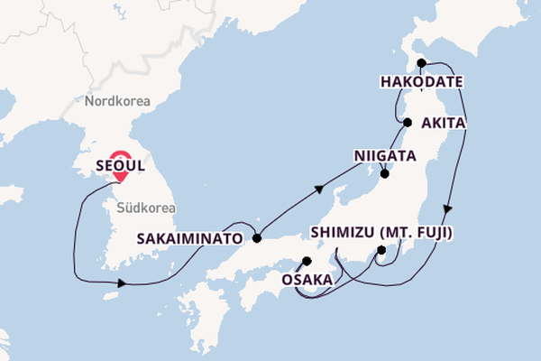 Japan ab Seoul, Südkorea auf der Norwegian Jade