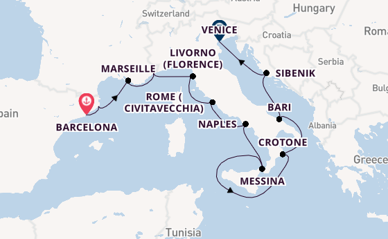 Western Mediterranean from Barcelona, Spain with the Viking Mars