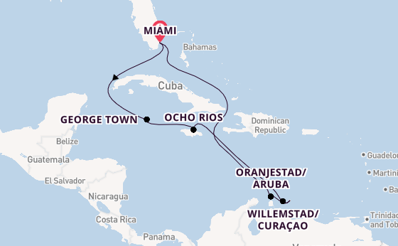 Caribbean from Miami, Florida, USA with the MSC Poesia