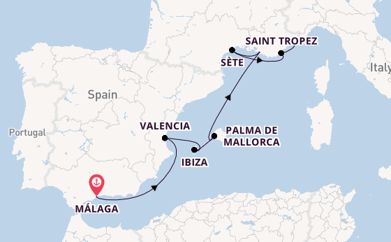 Westelijke Middellandse Zee vanaf Málaga, Spanje met de MS EUROPA 2