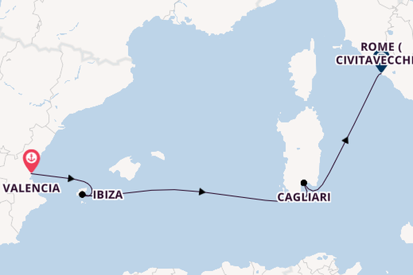 Western Mediterranean from Valencia, Spain with the MSC Musica