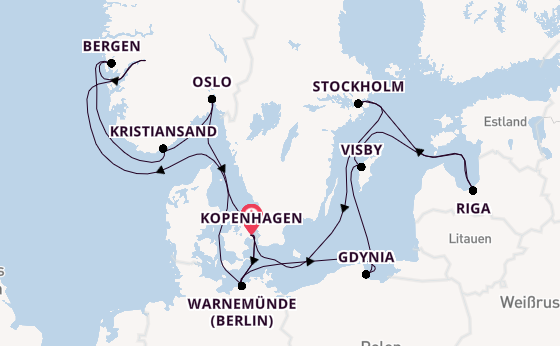 Norwegen ab Kopenhagen, Dänemark auf der MSC Magnifica
