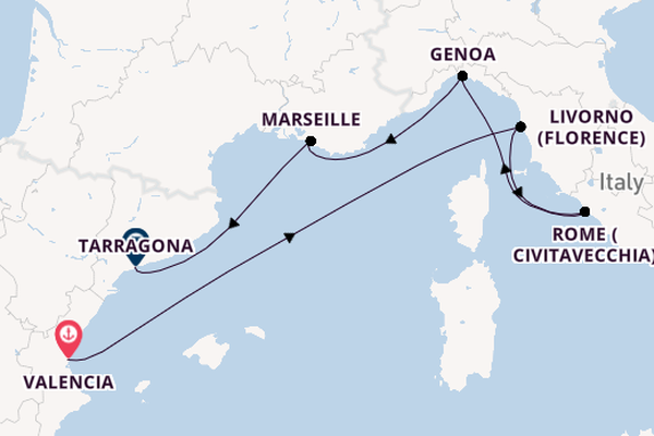 Western Mediterranean from Valencia, Spain with the MSC Splendida