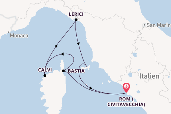 Westliches Mittelmeer ab Civitavecchia (Rom), Italien auf der Star Clipper