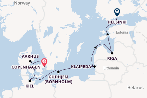 Baltic Sea from Copenhagen, Denmark with the Caribbean Princess