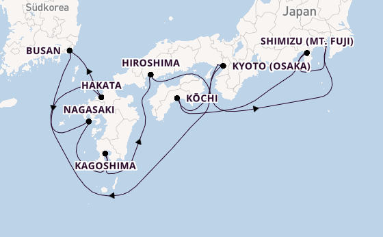 Japan ab Yokohama (Tokio), Japan auf der Celebrity Millennium