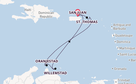 Caribbean vanaf San Juan, Puerto Rico met de Norwegian Prima