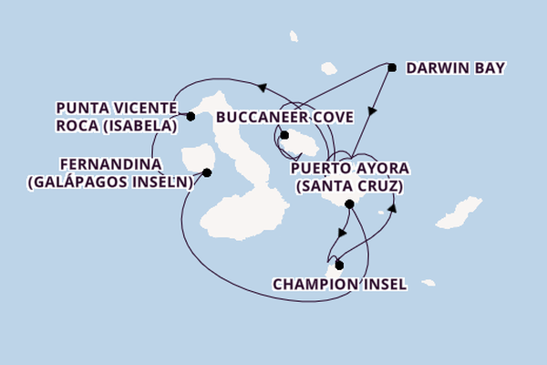 Transatlantik ab North Seymour, Galapagosinseln auf der MS Santa Cruz II