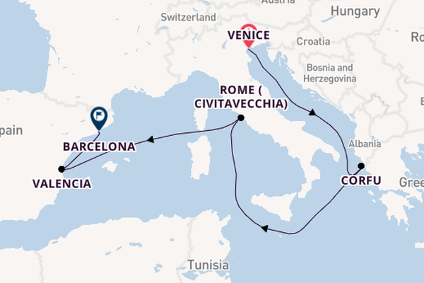 Western Mediterranean from Venice, Italy with the MSC Lirica