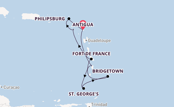 Southern Caribbean from Antigua, Antigua and Barbuda with the Arvia
